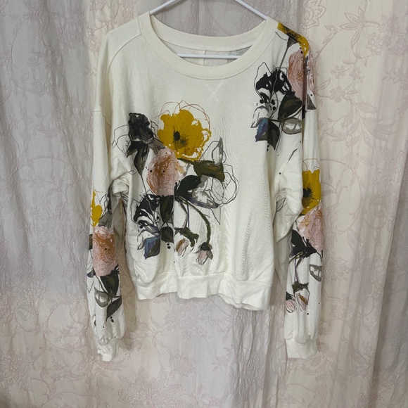 Pilcro Tops - Pilcro The Niki Bubble Sweatshirt Leigh Viner Edition Floral Art Crewneck Size M